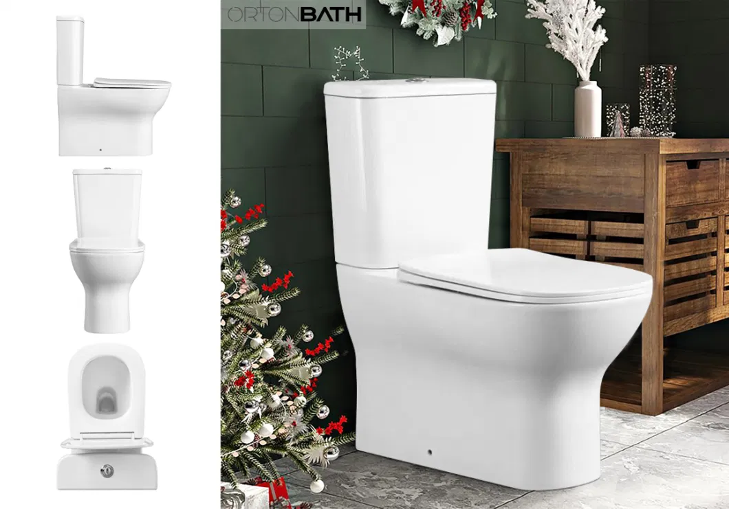 Ortonbath Dual Flush Toilet, UF Soft Closing Seat, Toilets for Bathrooms Comfort Height Oval Ceramic Two Piece Toilet